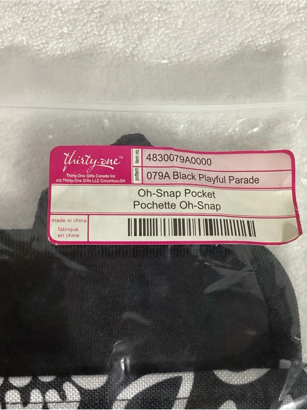 Thirty One Oh Snap Pockets Black Playful Parade Pattern Set of 4 NEW Organize